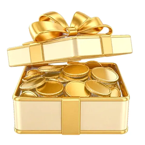 Gift box with coins — Casino Tucan
