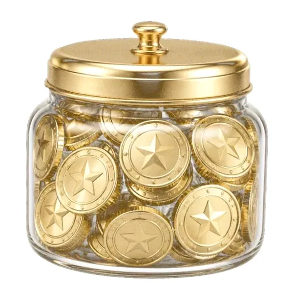 Coin-filled jar — Casino Tucan